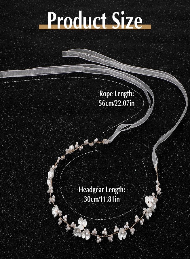 MBAIYO 2Pcs Flower Girl Hair Accessory, Pearl Flower Girl Headpiece Adjustable Wedding Headband for Girls Wedding Birthday Party First Communion Head Crown for Women - Image 2